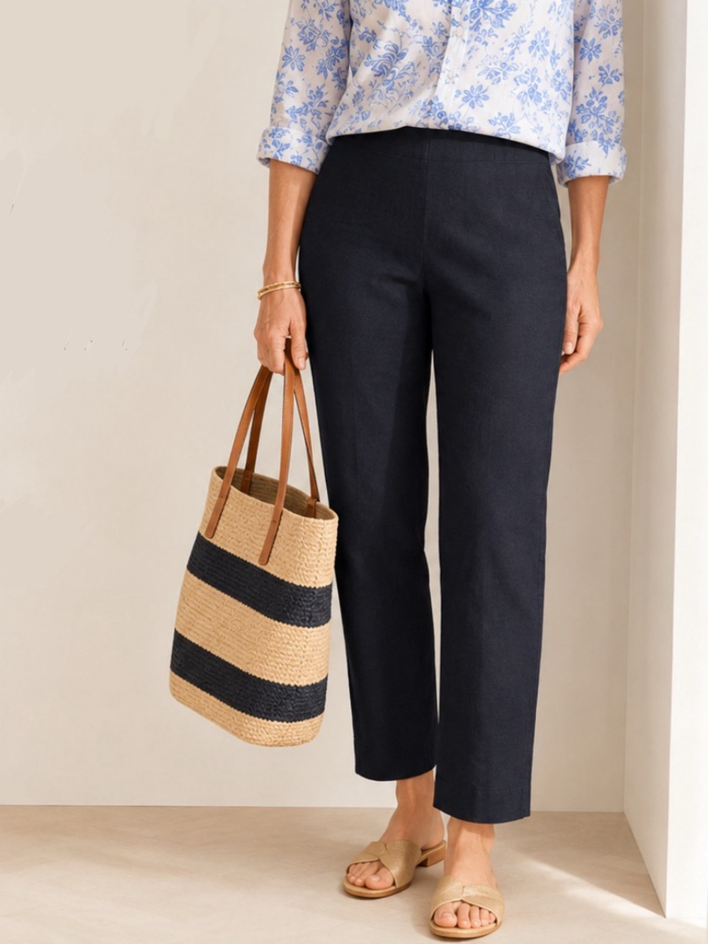 Talbots Irish Linen Black Trouser Pants, 10 Petite